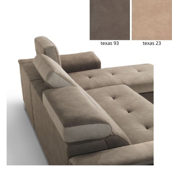 DecHome Divano Angolare 3 Posti Moderno con Chaise Longue Letto Estraibile Vano Contenitore in Tessuto Dimensioni 277x172x75/95 cm colore Marrone/B