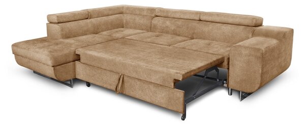 DecHome Divano Angolare 3 Posti Moderno con Chaise Longue Sinistra Letto Estraibile Vano Contenitore in Tessuto Dimensioni 280x203x78-93 cm colore 