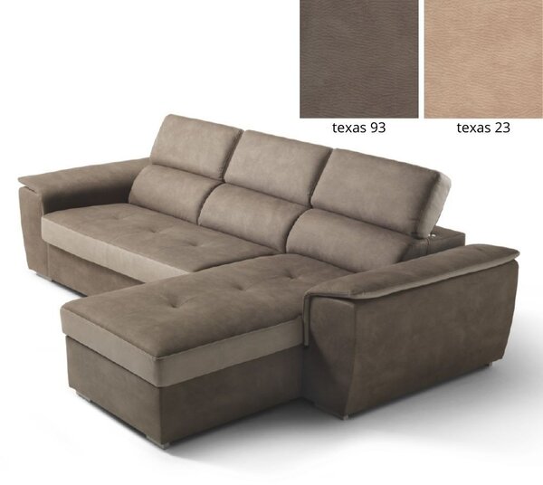 DecHome Divano Angolare 3 Posti Moderno con Chaise Longue Letto Estraibile Vano Contenitore in Tessuto Dimensioni 277x172x75/95 cm colore Marrone/B