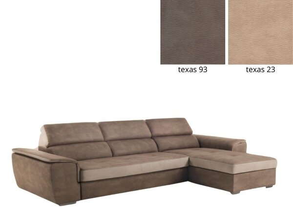 DecHome Divano Angolare 3 Posti Moderno con Chaise Longue Letto Estraibile Vano Contenitore in Tessuto Dimensioni 277x172x75/95 cm colore Marrone/B