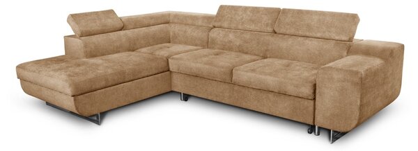 DecHome Divano Angolare 3 Posti Moderno con Chaise Longue Sinistra Letto Estraibile Vano Contenitore in Tessuto Dimensioni 280x203x78-93 cm colore 