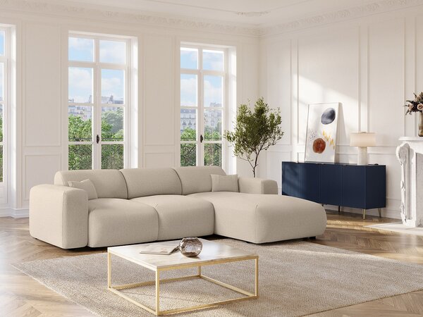 Grande divano letto angolo a destra in Tessuto chiné Beige - POGNI della Maison Céphy