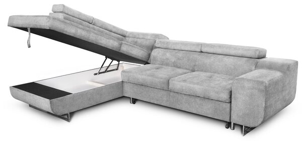 DecHome Divano Angolare 3 Posti Moderno con Chaise Longue Sinistra Letto Estraibile Vano Contenitore in Tessuto Dimensioni 280x203x78-93 cm colore 
