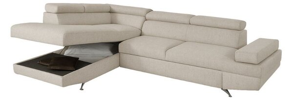 DecHome Divano Angolare 4 Posti Moderno con Chaise Longue Sinistra Letto Estraibile Vano Contenitore in Tessuto Dimensioni 297x206x79-94 cm colore 
