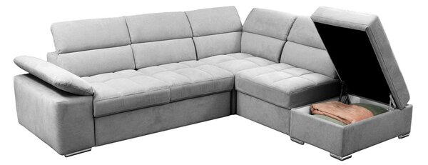 DecHome Divano Angolare 4 Posti Moderno con Penisola Letto Estraibile Vano Contenitore in Tessuto Dimensioni 271x230x77/94 cm colore Grigio Chiaro 