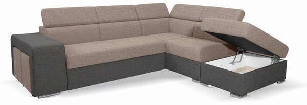 DecHome Divano Angolare 4 Posti Moderno con Penisola Destra Letto Estraibile Vano Contenitore in Tessuto Dimensioni 262x220x76/91 cm colore Grigio 