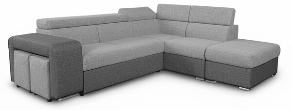 DecHome Divano Angolare 4 Posti Moderno con Penisola Destra Letto Estraibile Vano Contenitore in Tessuto Dimensioni 262x220x76/91 cm colore Grigio 