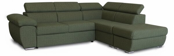 DecHome Divano Angolare 4 Posti Moderno con Penisola Destra Letto Estraibile Vano Contenitore in Tessuto Dimensioni 264x220x76/91 colore Verde Oliv