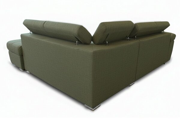 DecHome Divano Angolare 4 Posti Moderno con Penisola Destra Letto Estraibile Vano Contenitore in Tessuto Dimensioni 264x220x76/91 colore Verde Oliv