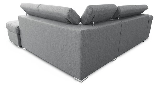 DecHome Divano Angolare 4 Posti Moderno con Penisola Destra Letto Estraibile Vano Contenitore in Tessuto Dimensioni 264x220x76/91 colore Grigio - F