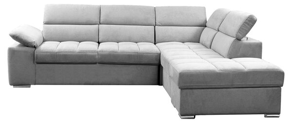 DecHome Divano Angolare 4 Posti Moderno con Penisola Letto Estraibile Vano Contenitore in Tessuto Dimensioni 271x230x77/94 cm colore Grigio Chiaro 