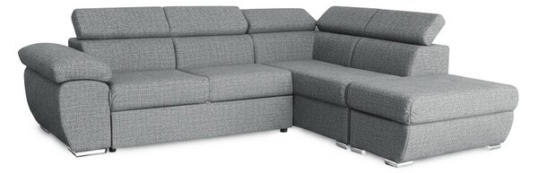 DecHome Divano Angolare 4 Posti Moderno con Penisola Destra Letto Estraibile Vano Contenitore in Tessuto Dimensioni 264x220x76/91 colore Grigio - F