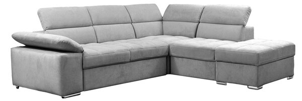 DecHome Divano Angolare 4 Posti Moderno con Penisola Letto Estraibile Vano Contenitore in Tessuto Dimensioni 271x230x77/94 cm colore Grigio Chiaro 