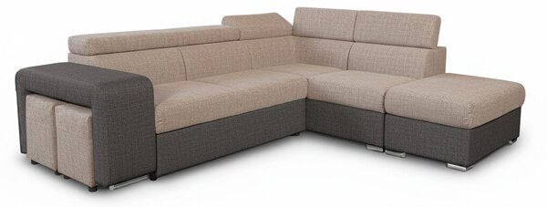 DecHome Divano Angolare 4 Posti Moderno con Penisola Destra Letto Estraibile Vano Contenitore in Tessuto Dimensioni 262x220x76/91 cm colore Grigio 