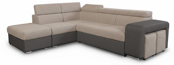 DecHome Divano Angolare 4 Posti Moderno con Penisola Sinistra Letto Estraibile Vano Contenitore in Tessuto Dimensioni 262x220x76/91 cm colore Grigi
