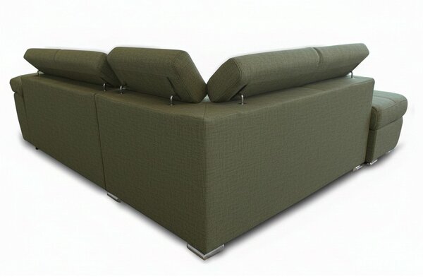 DecHome Divano Angolare 4 Posti Moderno con Penisola Sinistra Letto Estraibile Vano Contenitore in Tessuto Dimensioni 264x220x76/91 colore Verde Ol