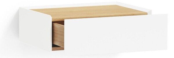 Comodino bianco con piano effetto rovere da parete Arista – Teulat