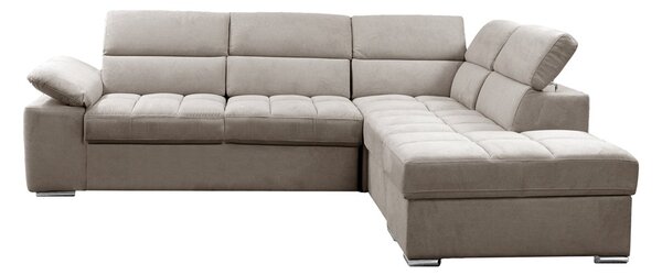 DecHome Divano Angolare 4 Posti Moderno con Penisola Letto Estraibile Vano Contenitore in Tessuto Dimensioni 271x230x77/94 cm colore Tortora - Capri