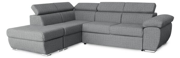 DecHome Divano Angolare 4 Posti Moderno con Penisola Sinistra Letto Estraibile Vano Contenitore in Tessuto Dimensioni 264x220x76/91 colore Grigio -