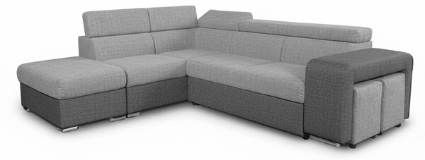 DecHome Divano Angolare 4 Posti Moderno con Penisola Sinistra Letto Estraibile Vano Contenitore in Tessuto Dimensioni 262x220x76/91 cm colore Grigi