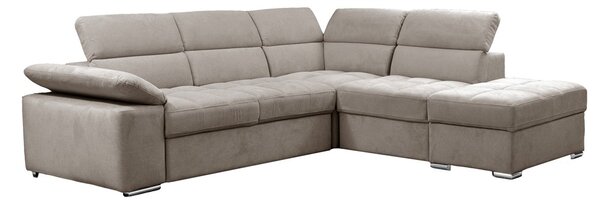DecHome Divano Angolare 4 Posti Moderno con Penisola Letto Estraibile Vano Contenitore in Tessuto Dimensioni 271x230x77/94 cm colore Tortora - Capri