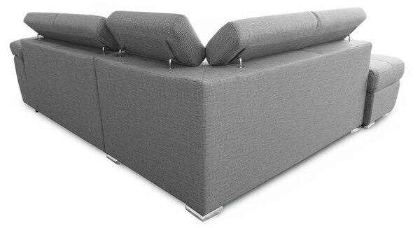 DecHome Divano Angolare 4 Posti Moderno con Penisola Sinistra Letto Estraibile Vano Contenitore in Tessuto Dimensioni 264x220x76/91 colore Grigio -