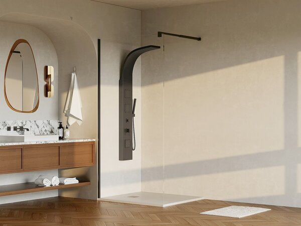 Porta per doccia walk-in 120 x 200 cm Nero opaco Stile industriale - DAREN