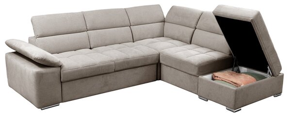 DecHome Divano Angolare 4 Posti Moderno con Penisola Letto Estraibile Vano Contenitore in Tessuto Dimensioni 271x230x77/94 cm colore Tortora - Capri