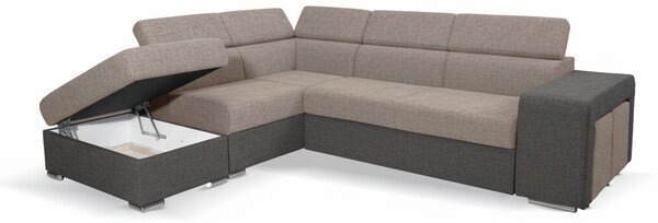 DecHome Divano Angolare 4 Posti Moderno con Penisola Sinistra Letto Estraibile Vano Contenitore in Tessuto Dimensioni 262x220x76/91 cm colore Grigi