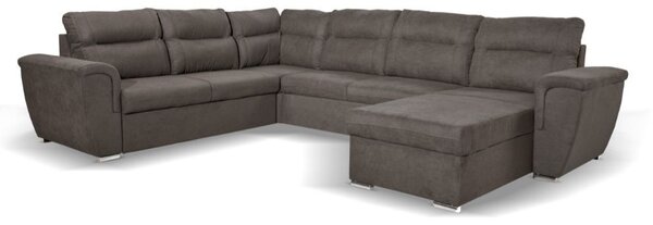 DecHome Divano Angolare 5 Posti Moderno con Chaise Longue Letto Estraibile Vano Contenitore in Tessuto Nabuk Dimensioni 142x99x89 cm colore Khaki -