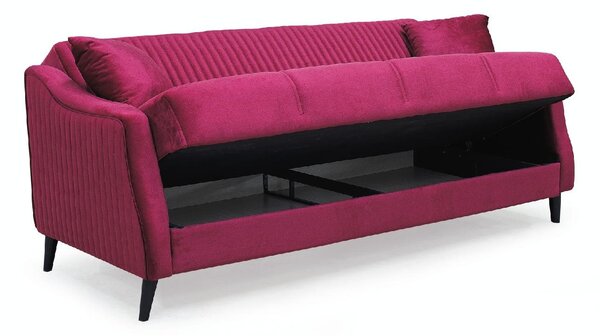 DecHome Divano Letto 3 Posti Moderno in Tessuto Dimensioni 225x82x92 cm colore Bordeaux - Montana