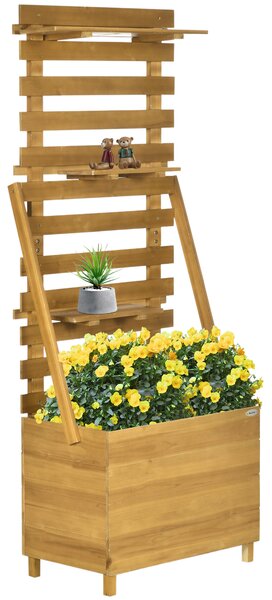 Letto Orto Rialzato Outsunny Con 3 Tralicci - Legno Abete, 119x62.5x64cm, 2 Fioriere, Base Aperta - Foto 5