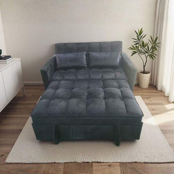 DecHome Divano Letto 2 Posti Moderno in Tessuto Dimensioni 134x93x78 cm colore Nero - Eiri