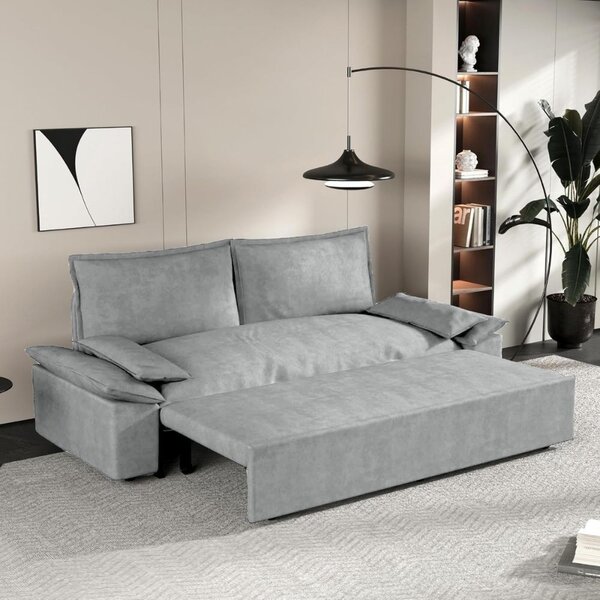 DecHome Divano Letto 2 Posti Moderno in Vellutino Dimensioni 185x85x85 cm colore Grigio - Belly