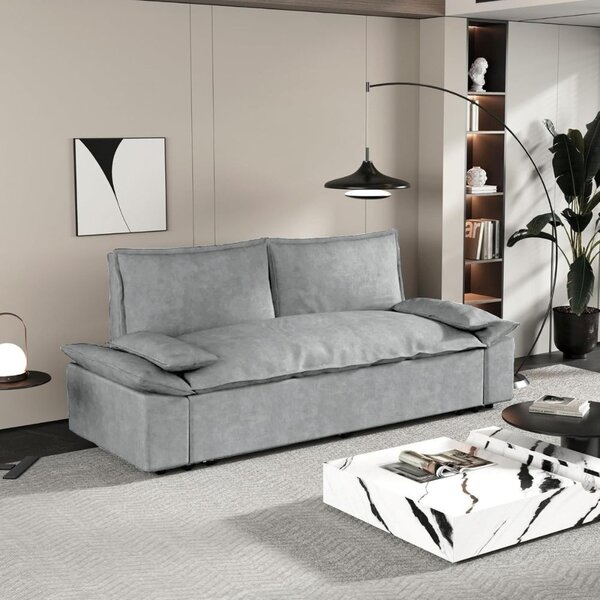 DecHome Divano Letto 2 Posti Moderno in Vellutino Dimensioni 185x85x85 cm colore Grigio - Belly