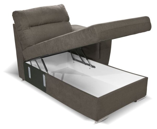 DecHome Divano Angolare 5 Posti Moderno con Chaise Longue Letto Estraibile Vano Contenitore in Tessuto Nabuk Dimensioni 142x99x89 cm colore Khaki -