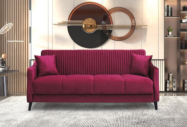 DecHome Divano Letto 3 Posti Moderno in Tessuto Dimensioni 225x82x92 cm colore Bordeaux - Montana