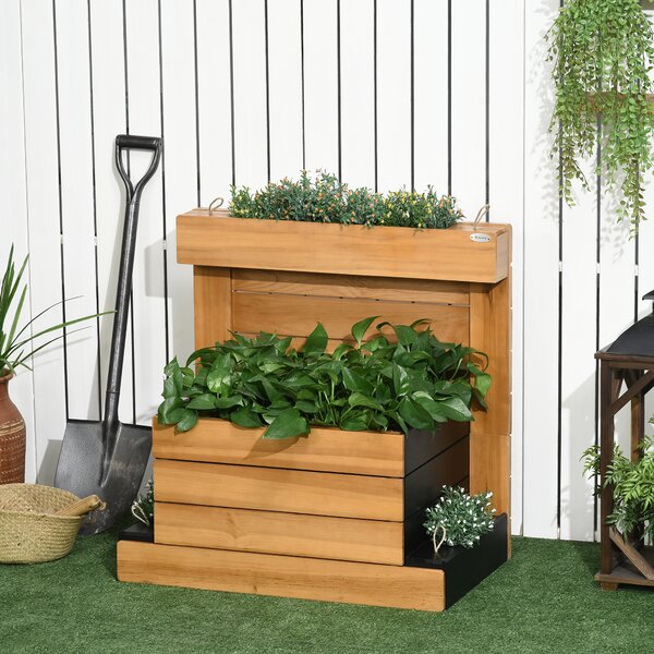 Outsunny Ortovaso rialzato con 4 cassette per la piantumazione, sistema di auto-irrigazione, fodera in tessuto non tessuto, resistente alle intemperie, 79,5 x 49,5 x 80 cm