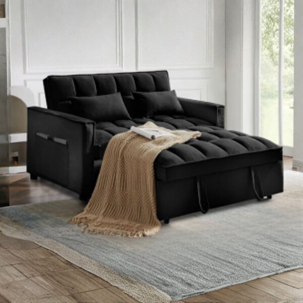 DecHome Divano Letto 2 Posti Moderno in Tessuto Dimensioni 134x93x78 cm colore Nero - Eiri