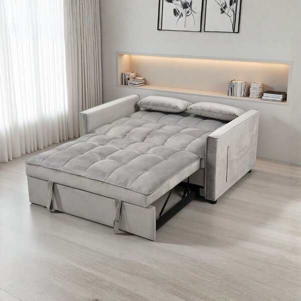 DecHome Divano Letto 2 Posti Moderno in Tessuto Dimensioni 134x93x78 cm colore Grigio Chiaro - Eiri