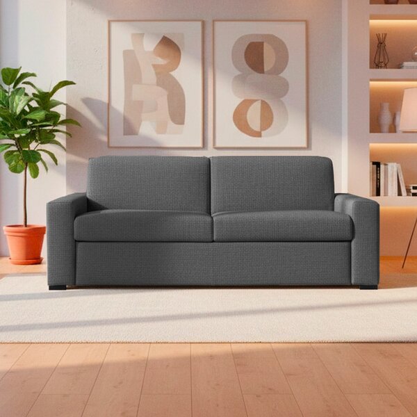DecHome Divano Letto 3 Posti Tessuto Antimacchia Rete Elettrosaldata Piedini Quadrati Dimensioni 199x98x84 cm colore Ash - Flash