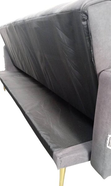 DecHome Divano Letto Clic-Clac 3 Posti Moderno in Tessuto Dimensioni 198x86x81 cm colore Grigio/Oro - Issyk