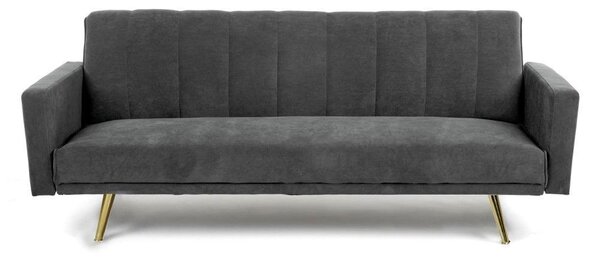 DecHome Divano Letto Clic-Clac 3 Posti Moderno in Tessuto Dimensioni 198x86x81 cm colore Grigio/Oro - Issyk
