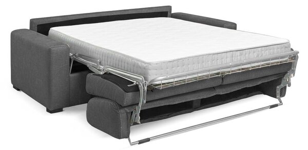 DecHome Divano Letto 3 Posti Tessuto Antimacchia Rete Elettrosaldata Piedini Quadrati Dimensioni 199x98x84 cm colore Ash - Flash