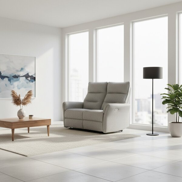 DecHome Divano Relax 2 Posti Moderno Schienale Reclinabile Meccanismo Elettrico in Tessuto Dimensioni 134x95x105 cm colore Grigio - Softwave