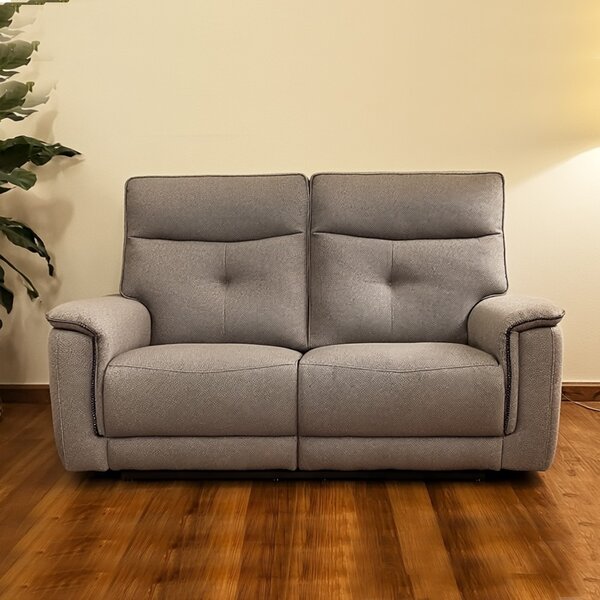 DecHome Divano Relax 2 Posti Moderno Schienale Reclinabile Meccanismo Elettrico in Tessuto Dimensioni 157x96x105 cm colore Grigio - Elysio