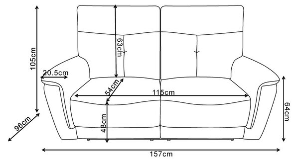 DecHome Divano Relax 2 Posti Moderno Schienale Reclinabile Meccanismo Elettrico in Tessuto Dimensioni 157x96x105 cm colore Grigio - Elysio