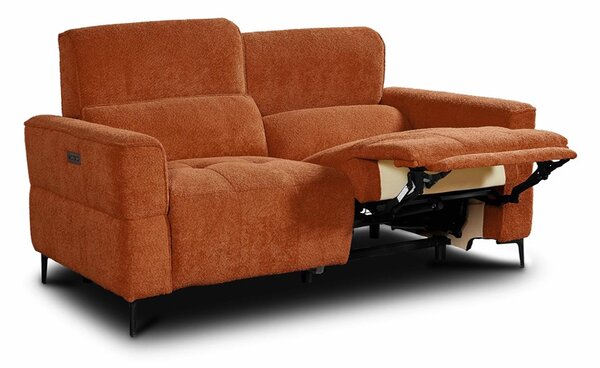 DecHome Divano Relax 2 Posti Moderno Schienale Reclinabile Meccanismo Elettrico in Tessuto Dimensioni 174x100x95/105 cm colore Aragosta - Luxora