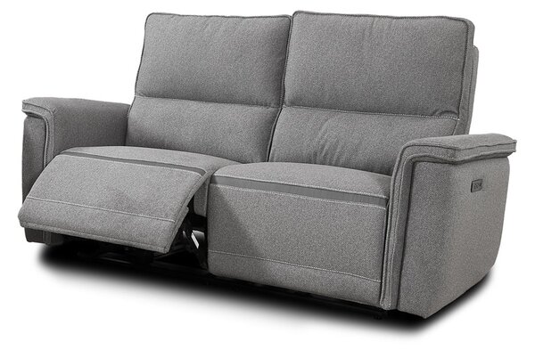 DecHome Divano Relax 2 Posti Moderno Schienale Reclinabile Meccanismo Elettrico in Tessuto Dimensioni 164x96x102 cm colore Grigio - Velveta