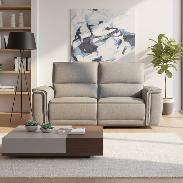 DecHome Divano Relax 2 Posti Moderno Schienale Reclinabile Meccanismo Elettrico in Tessuto Dimensioni 164x96x102 cm colore Grigio - Velveta